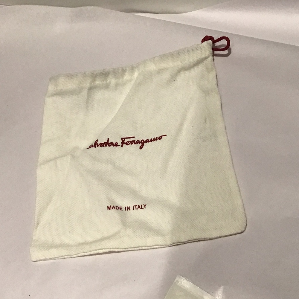 Salvatore Ferragamo‎ Cream Pouch with Red Logo
